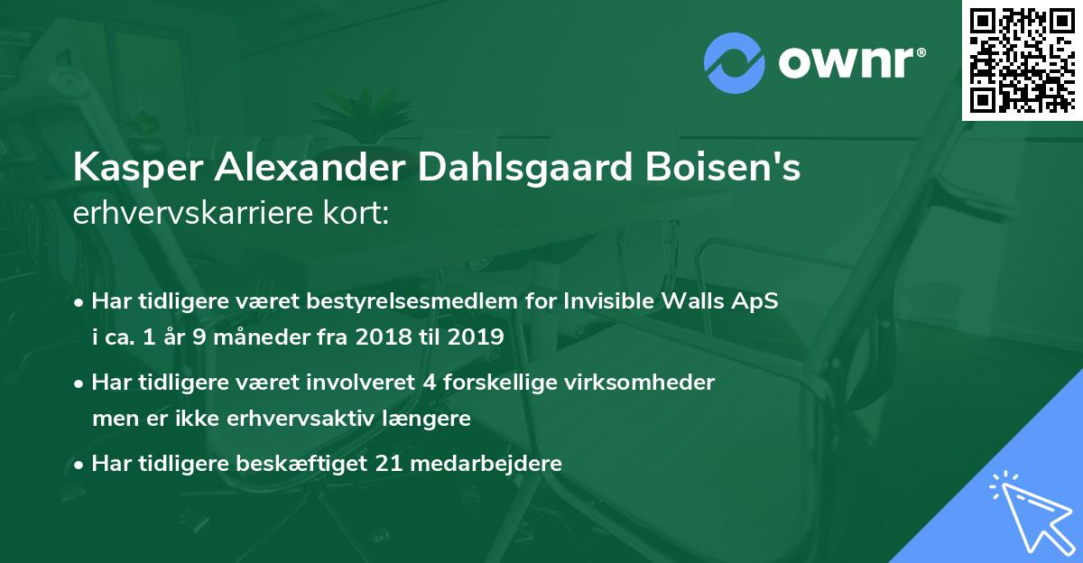 Kasper Alexander Dahlsgaard Boisen's erhvervskarriere kort