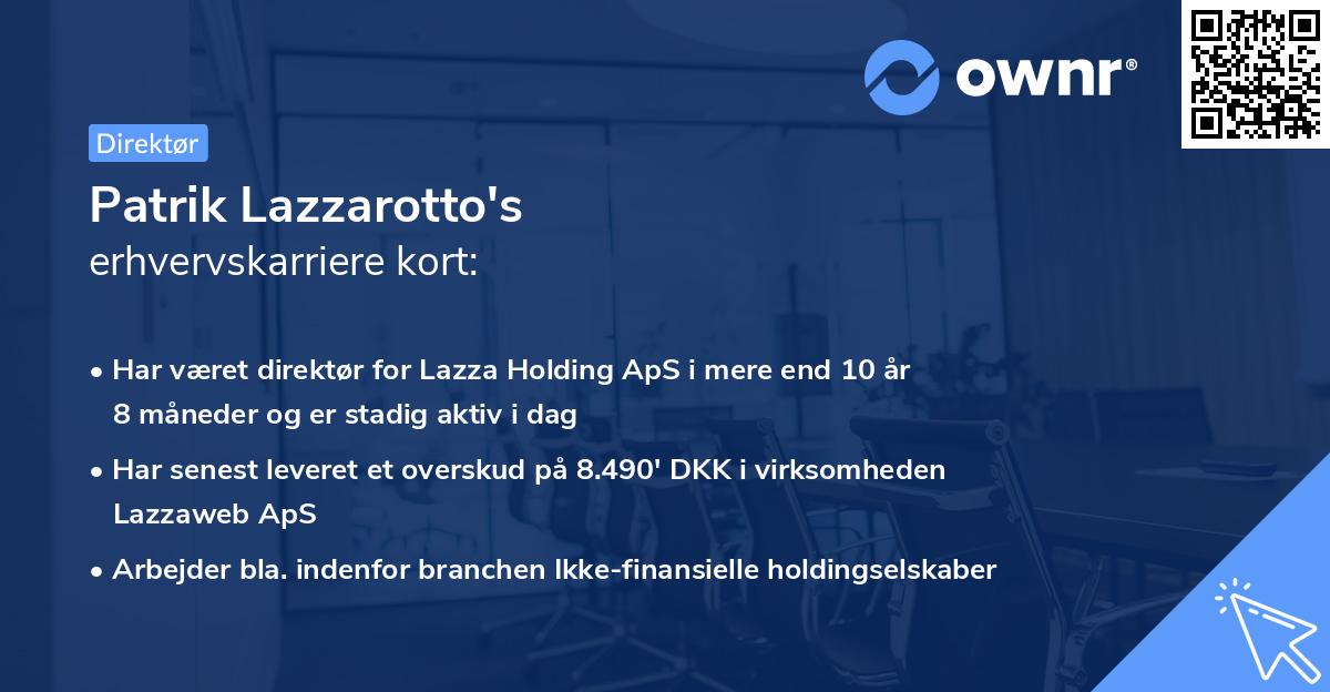 Patrik Lazzarotto's erhvervskarriere kort