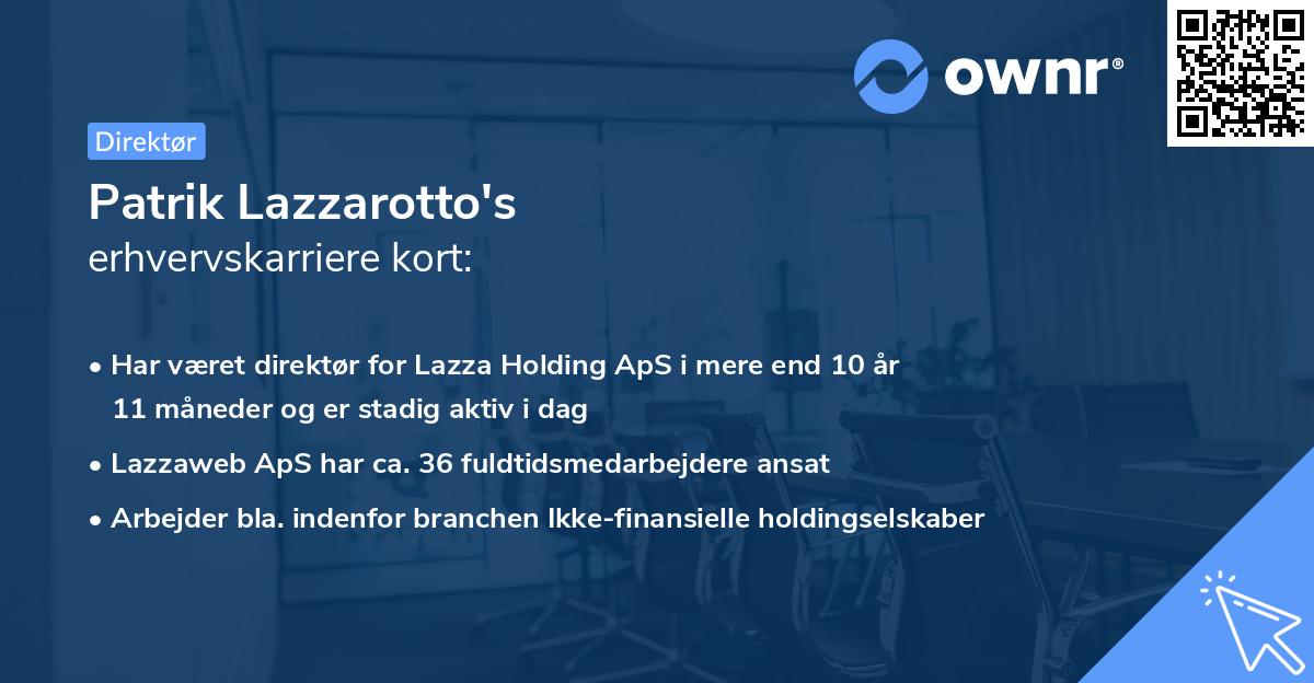 Patrik Lazzarotto's erhvervskarriere kort