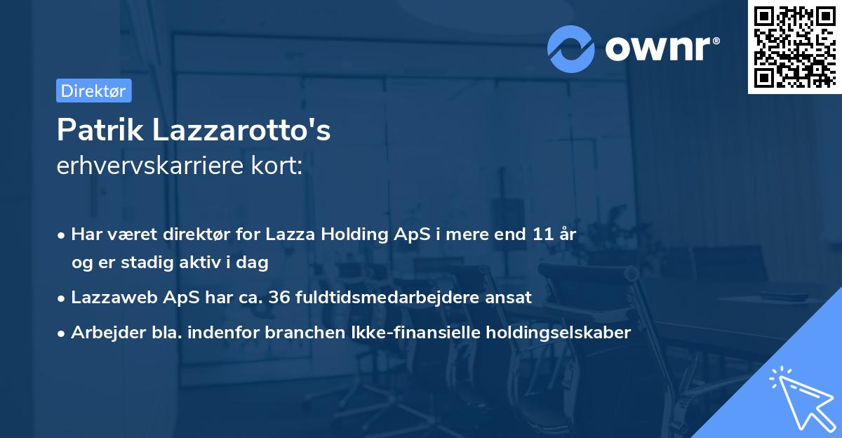Patrik Lazzarotto's erhvervskarriere kort