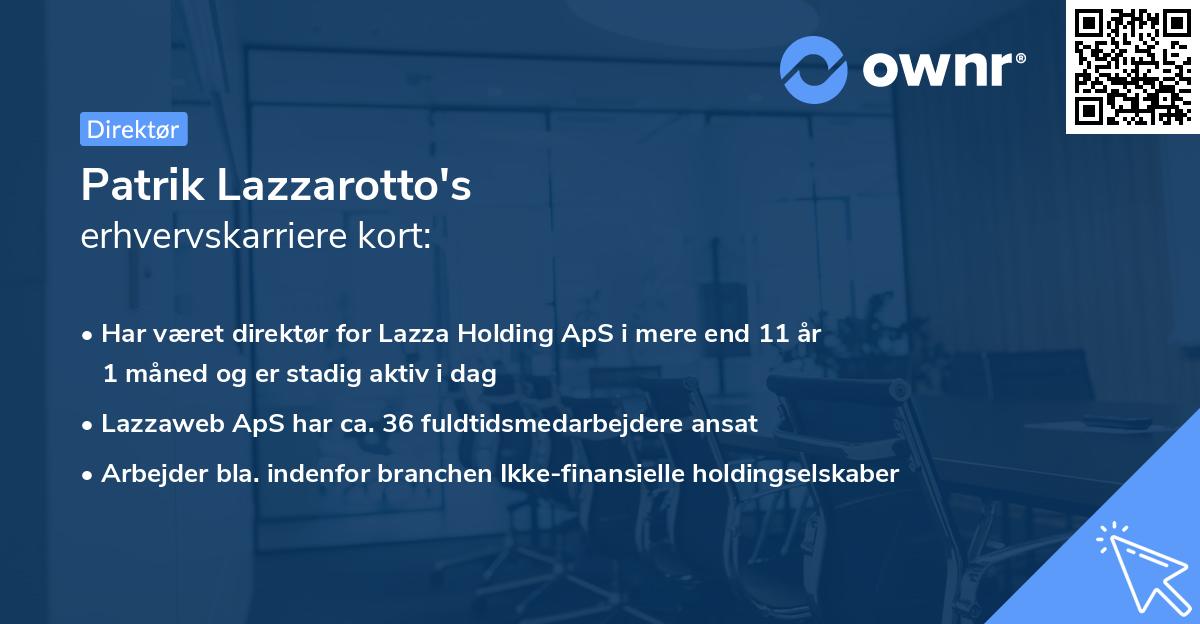 Patrik Lazzarotto's erhvervskarriere kort