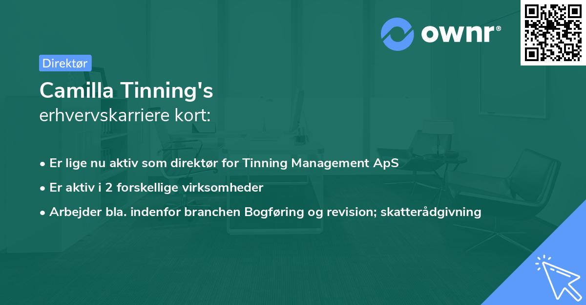 Camilla Tinning's erhvervskarriere kort