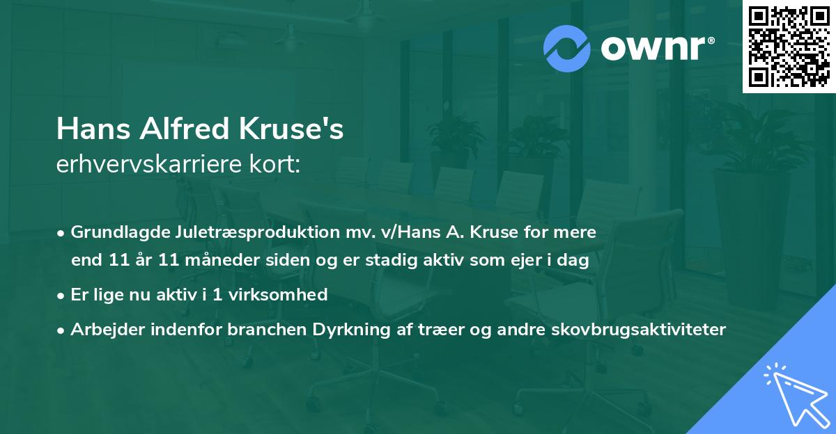 Hans Alfred Kruse's erhvervskarriere kort