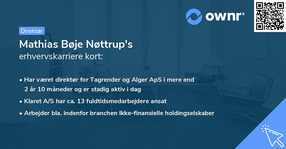 Mathias Bøje Nøttrup's erhvervskarriere kort