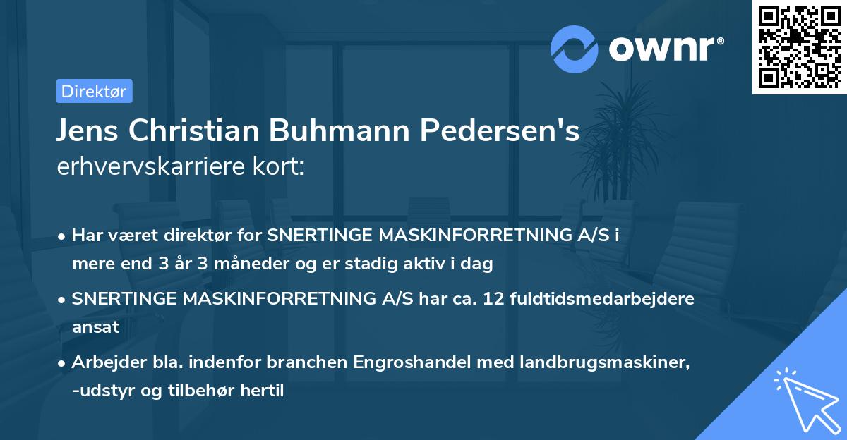 Jens Christian Buhmann Pedersen's erhvervskarriere kort
