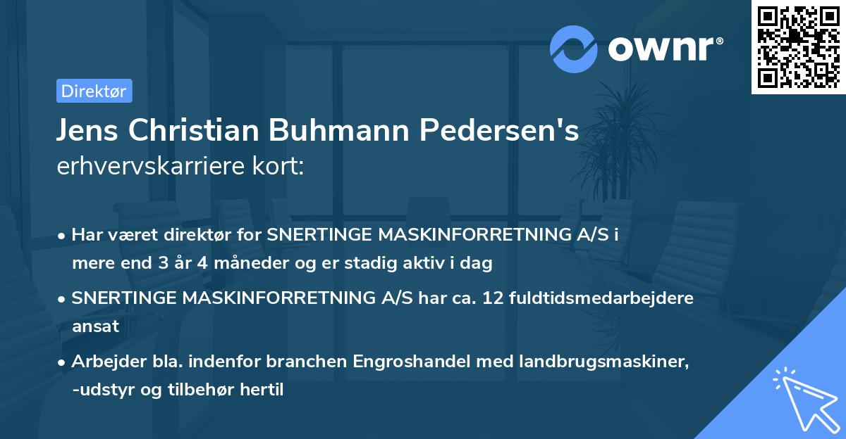 Jens Christian Buhmann Pedersen's erhvervskarriere kort