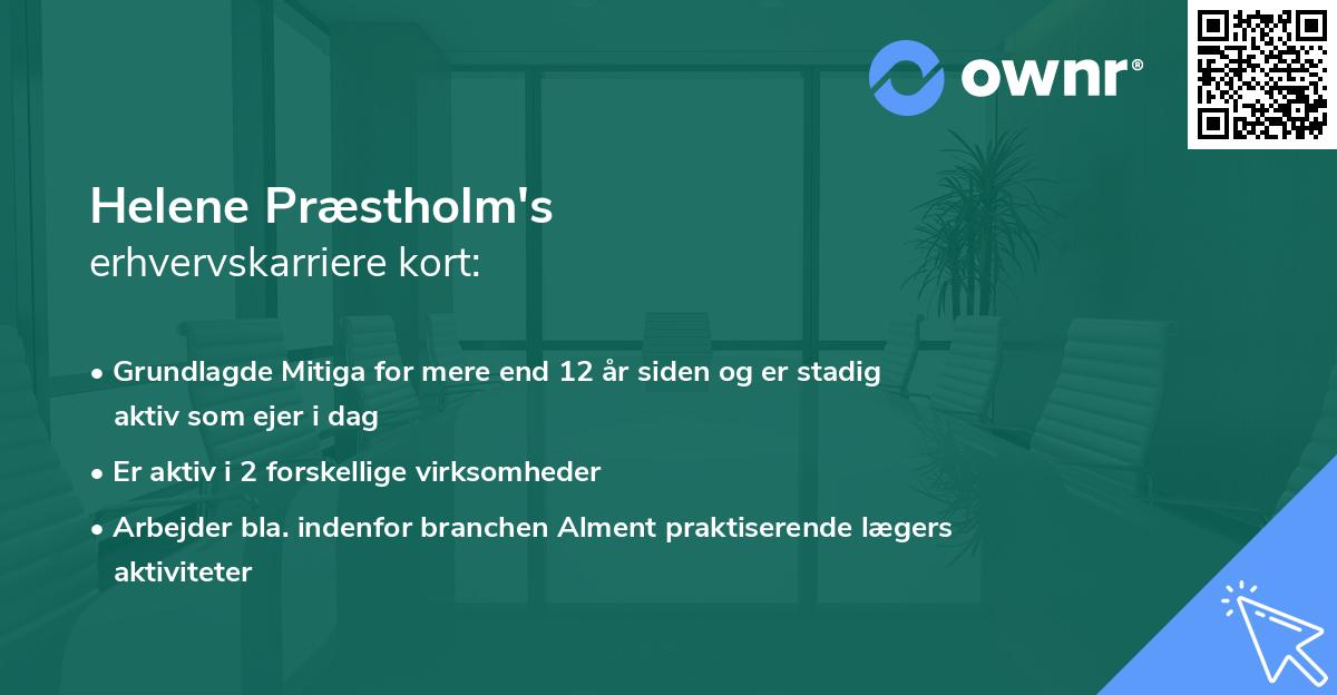 Helene Præstholm's erhvervskarriere kort