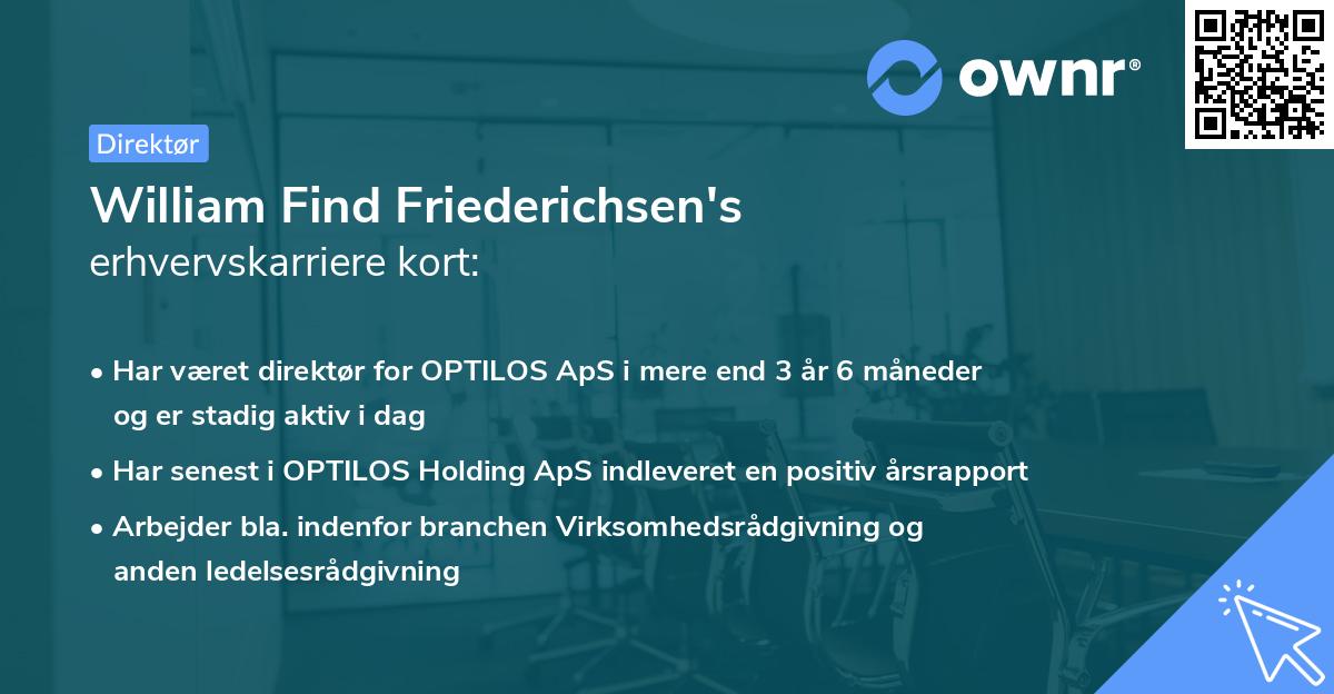 William Find Friederichsen's erhvervskarriere kort