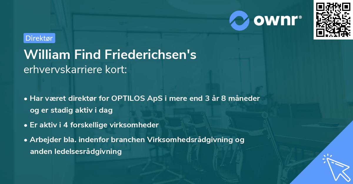 William Find Friederichsen's erhvervskarriere kort