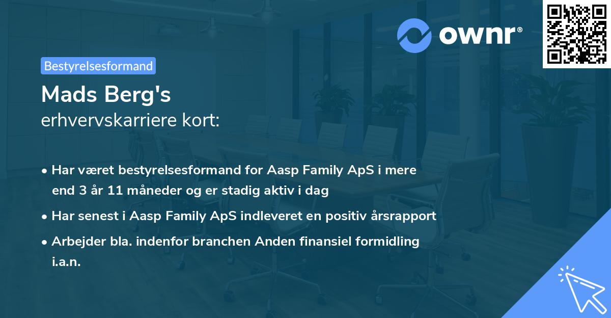 Mads Berg's erhvervskarriere kort