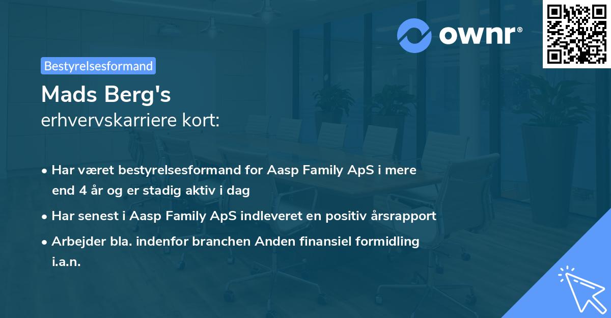 Mads Berg's erhvervskarriere kort