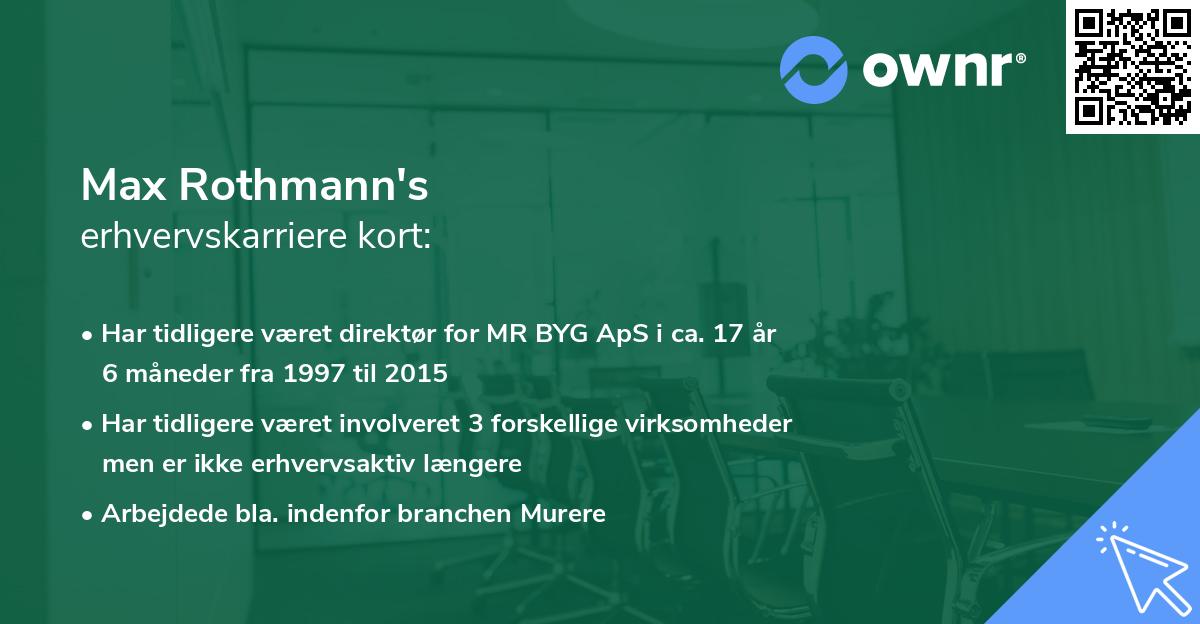 Max Rothmann's erhvervskarriere kort