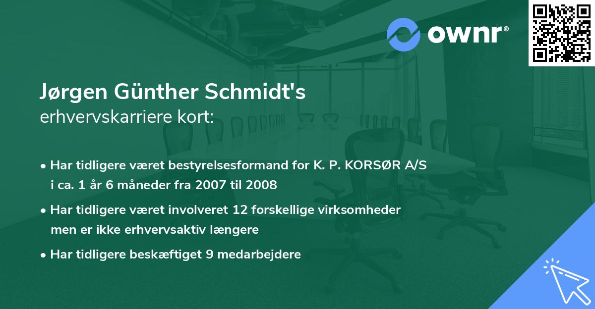 Jørgen Günther Schmidt's erhvervskarriere kort