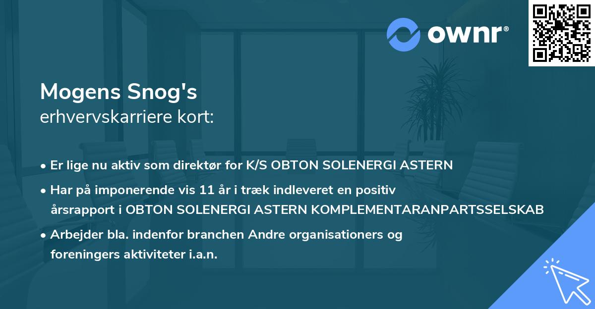 Mogens Snog's erhvervskarriere kort