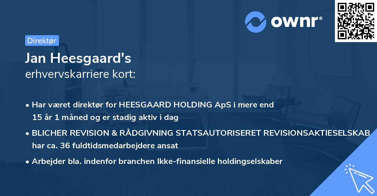 Jan Heesgaard's erhvervskarriere kort