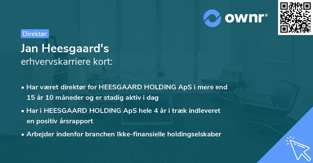 Jan Heesgaard's erhvervskarriere kort