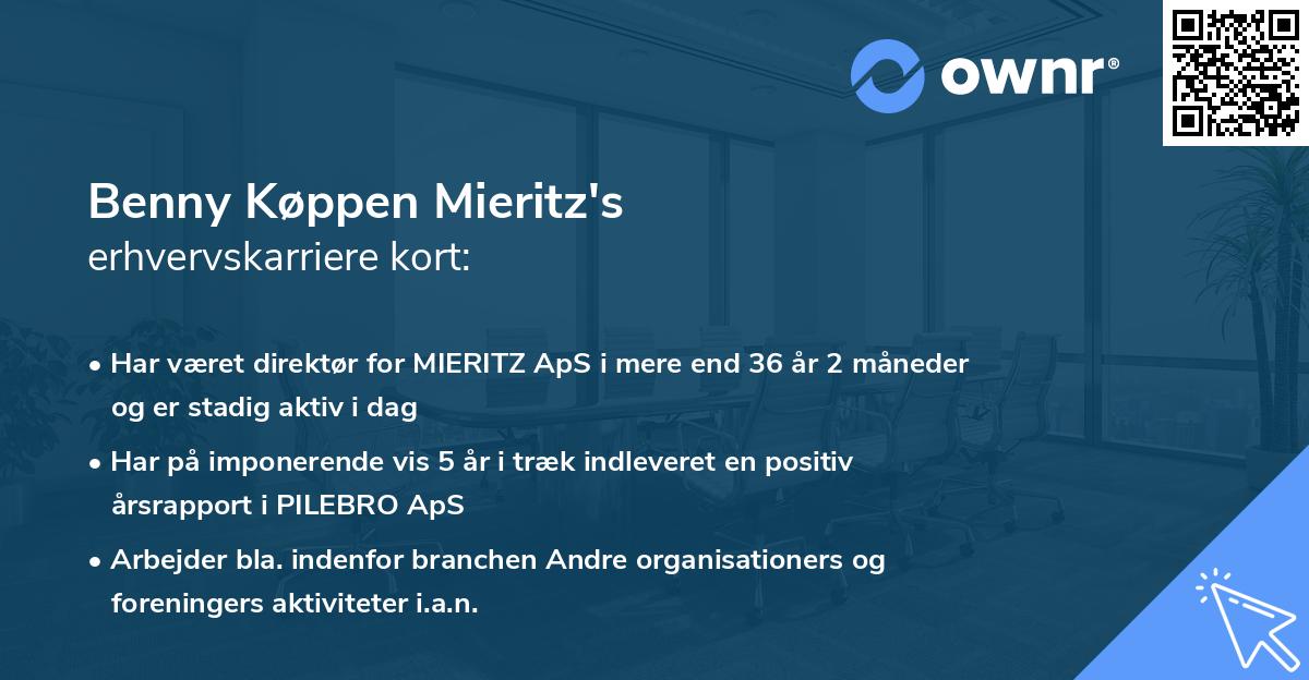 Benny Køppen Mieritz's erhvervskarriere kort
