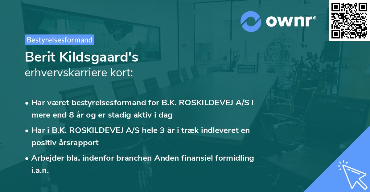 Berit Kildsgaard's erhvervskarriere kort