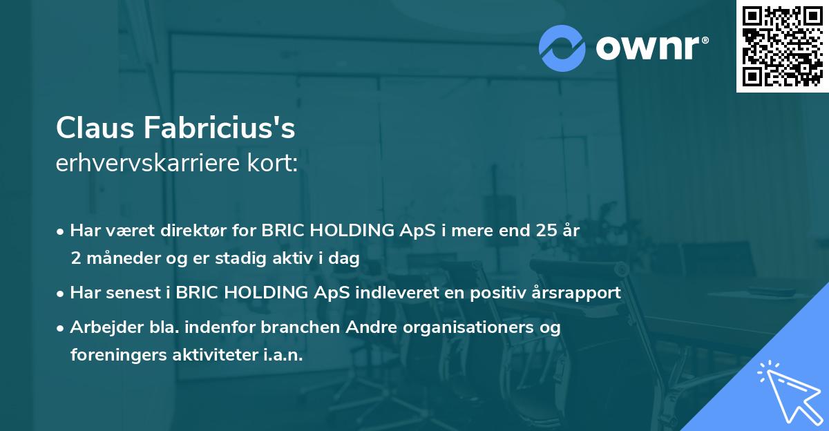 Claus Fabricius's erhvervskarriere kort