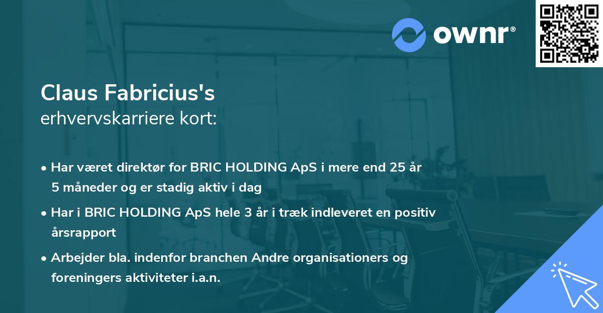 Claus Fabricius's erhvervskarriere kort