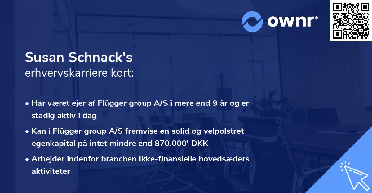 Susan Schnack's erhvervskarriere kort