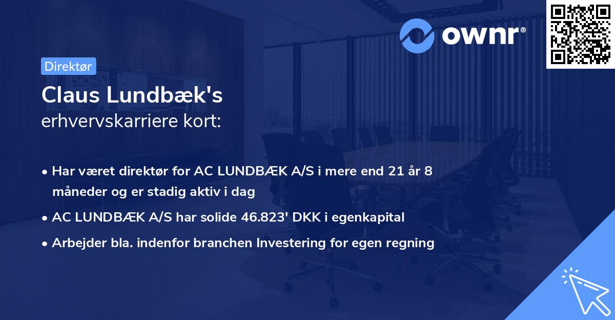 Claus Lundbæk's erhvervskarriere kort