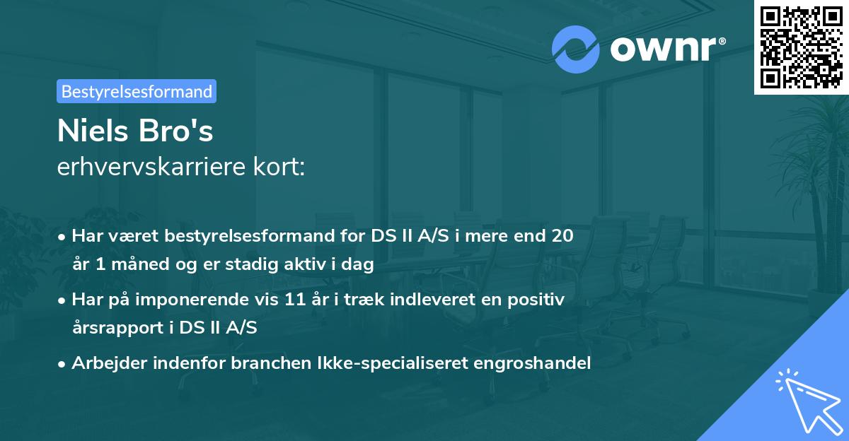 Niels Bro's erhvervskarriere kort