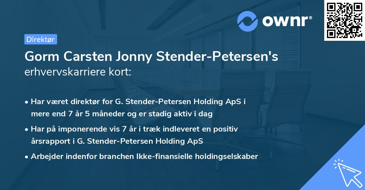 Gorm Carsten Jonny Stender-Petersen's erhvervskarriere kort