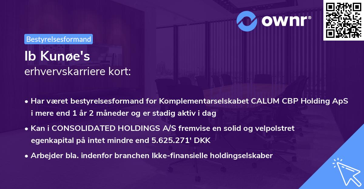 Ib Kunøe's erhvervskarriere kort