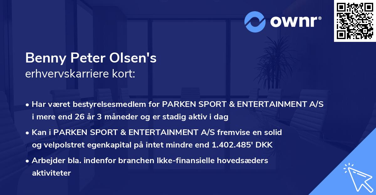 Benny Peter Olsen's erhvervskarriere kort