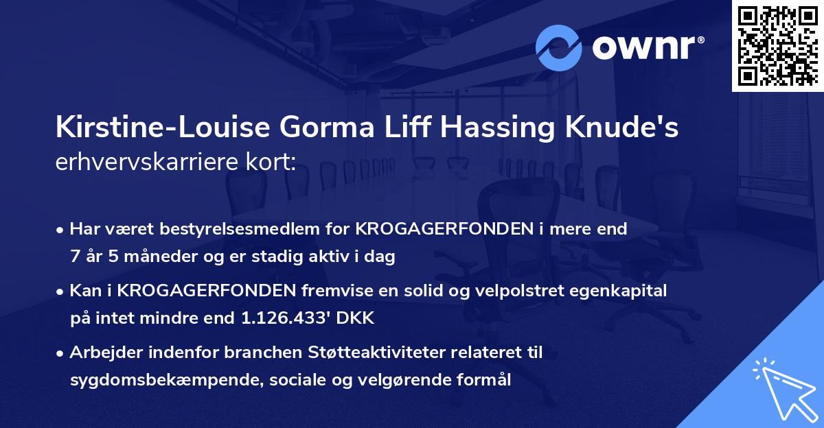 Kirstine-Louise Gorma Liff Hassing Knude's erhvervskarriere kort