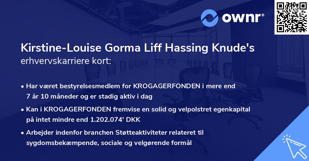 Kirstine-Louise Gorma Liff Hassing Knude's erhvervskarriere kort