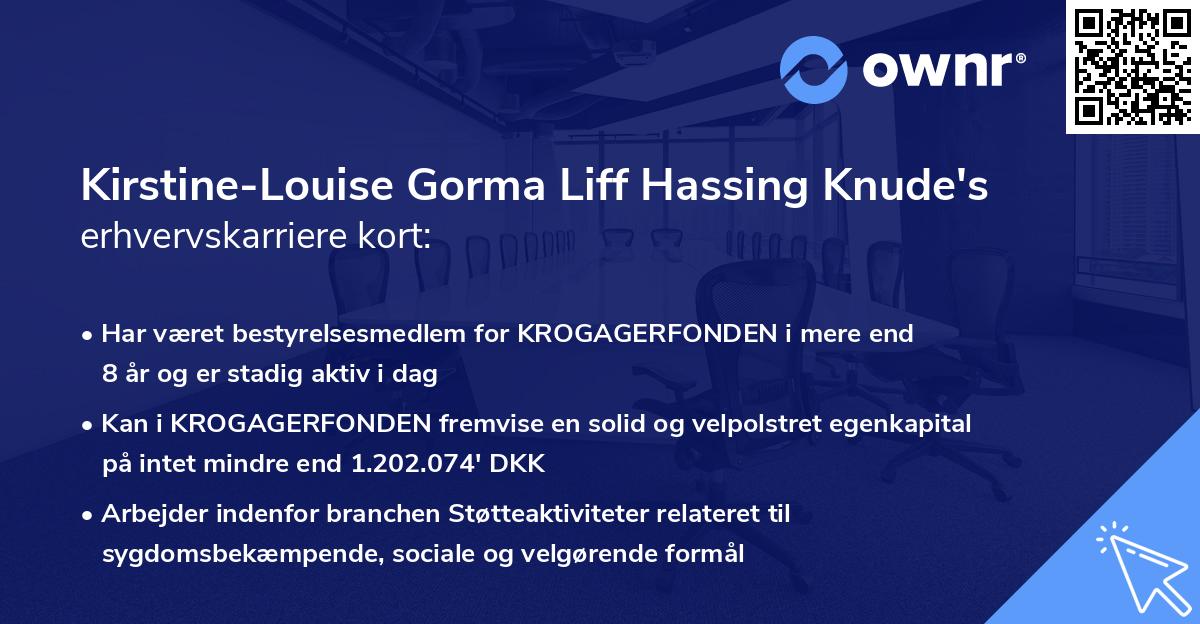 Kirstine-Louise Gorma Liff Hassing Knude's erhvervskarriere kort