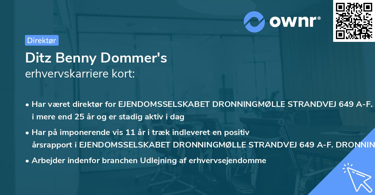 Ditz Benny Dommer's erhvervskarriere kort