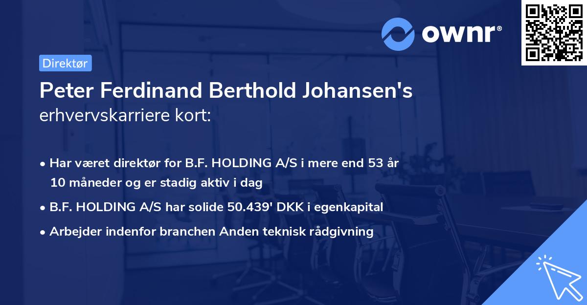 Peter Ferdinand Berthold Johansen's erhvervskarriere kort
