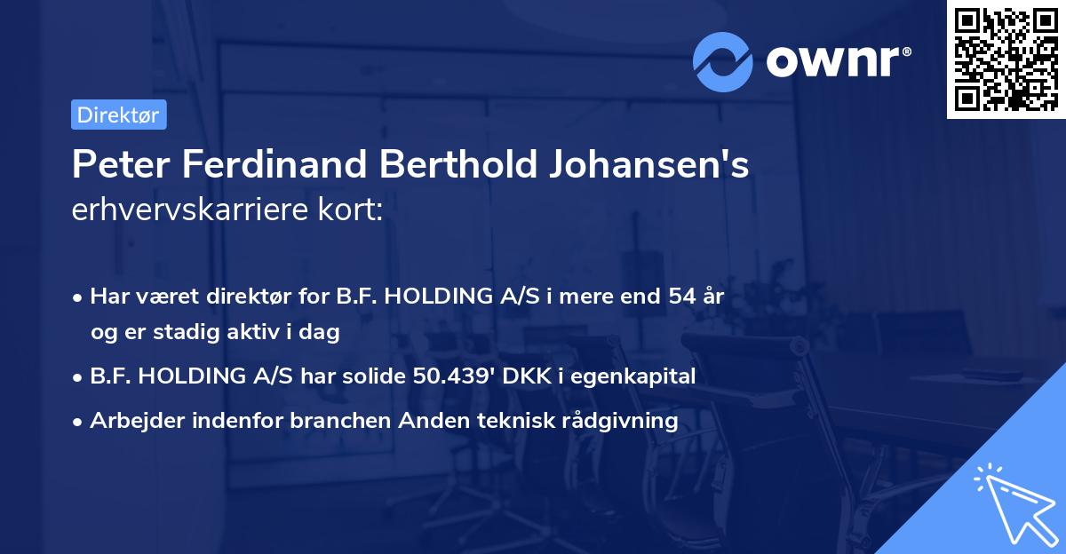 Peter Ferdinand Berthold Johansen's erhvervskarriere kort