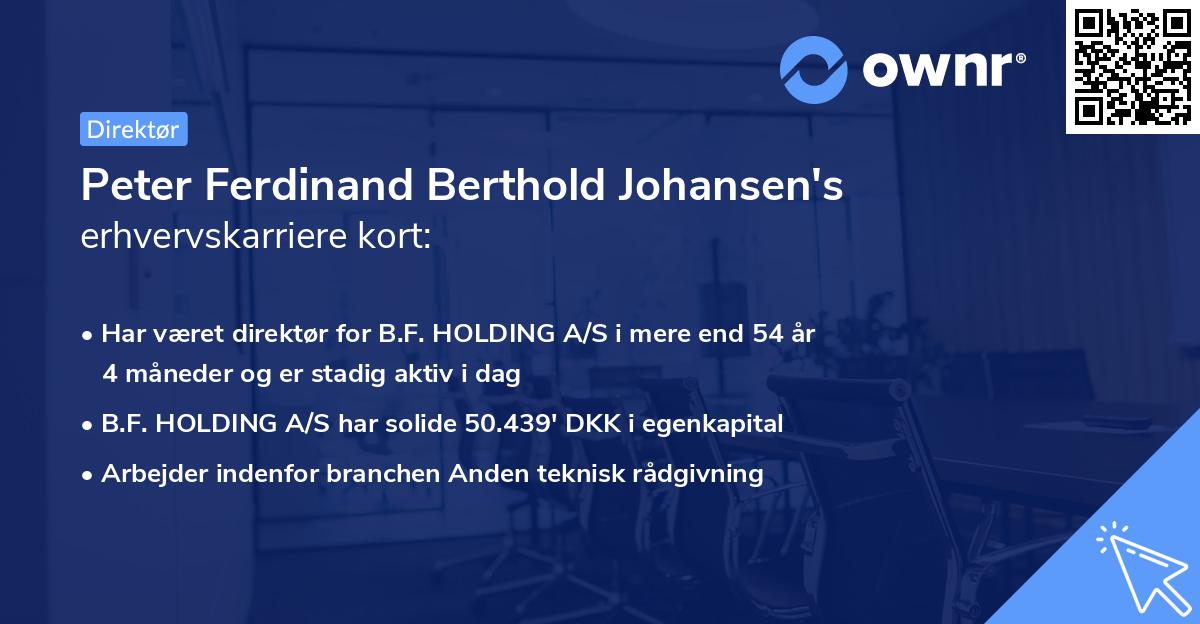 Peter Ferdinand Berthold Johansen's erhvervskarriere kort