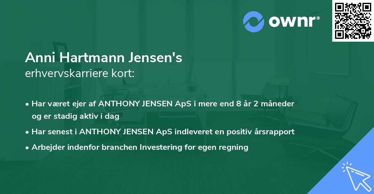 Anni Hartmann Jensen's erhvervskarriere kort
