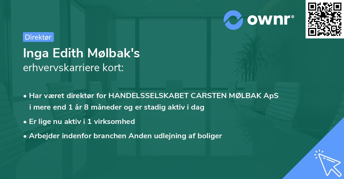 Inga Edith Mølbak's erhvervskarriere kort