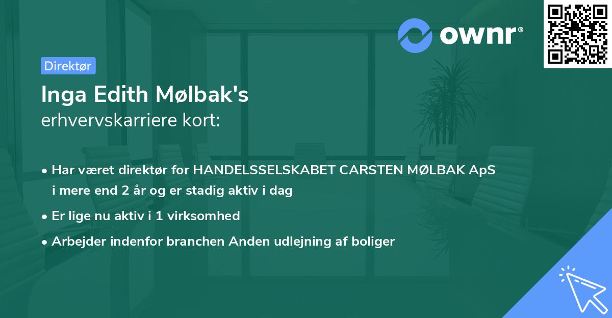 Inga Edith Mølbak's erhvervskarriere kort