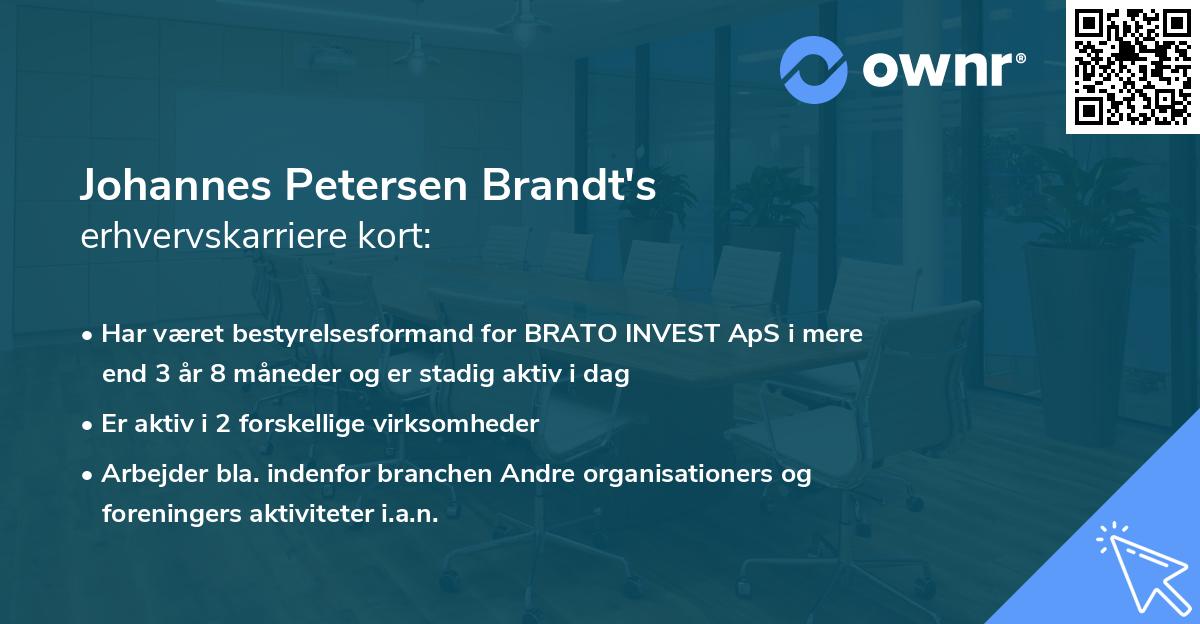 Johannes Petersen Brandt's erhvervskarriere kort