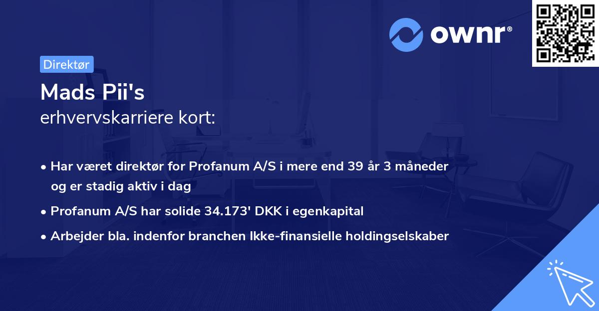 Mads Pii's erhvervskarriere kort