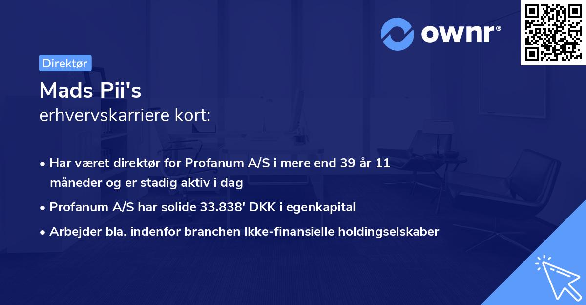 Mads Pii's erhvervskarriere kort