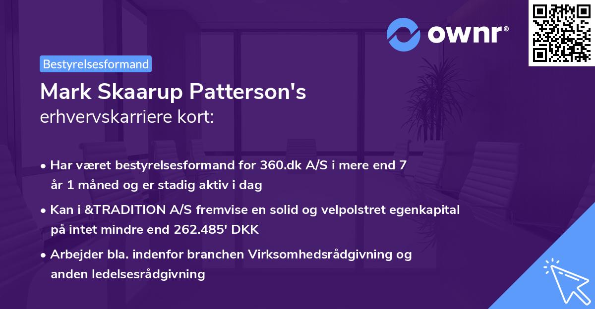 Mark Skaarup Patterson's erhvervskarriere kort