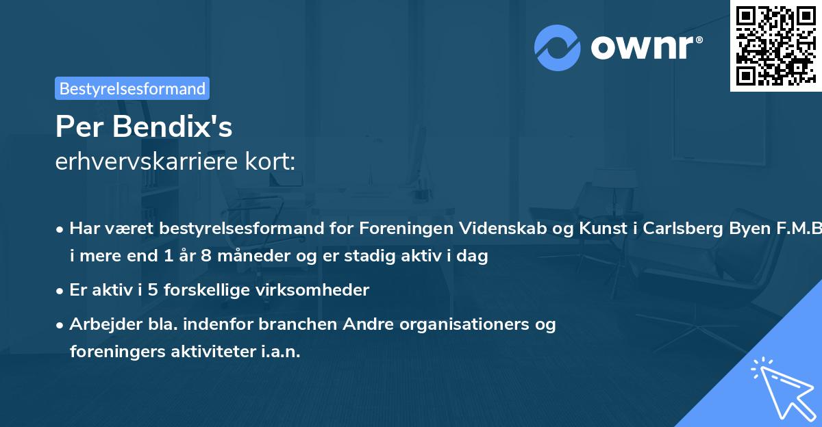 Per Bendix's erhvervskarriere kort