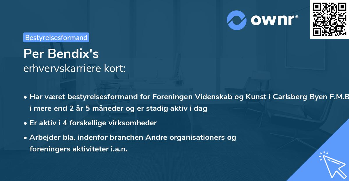 Per Bendix's erhvervskarriere kort
