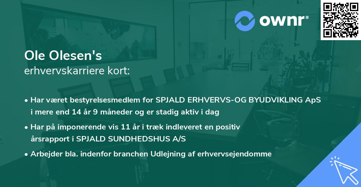 Ole Olesen's erhvervskarriere kort