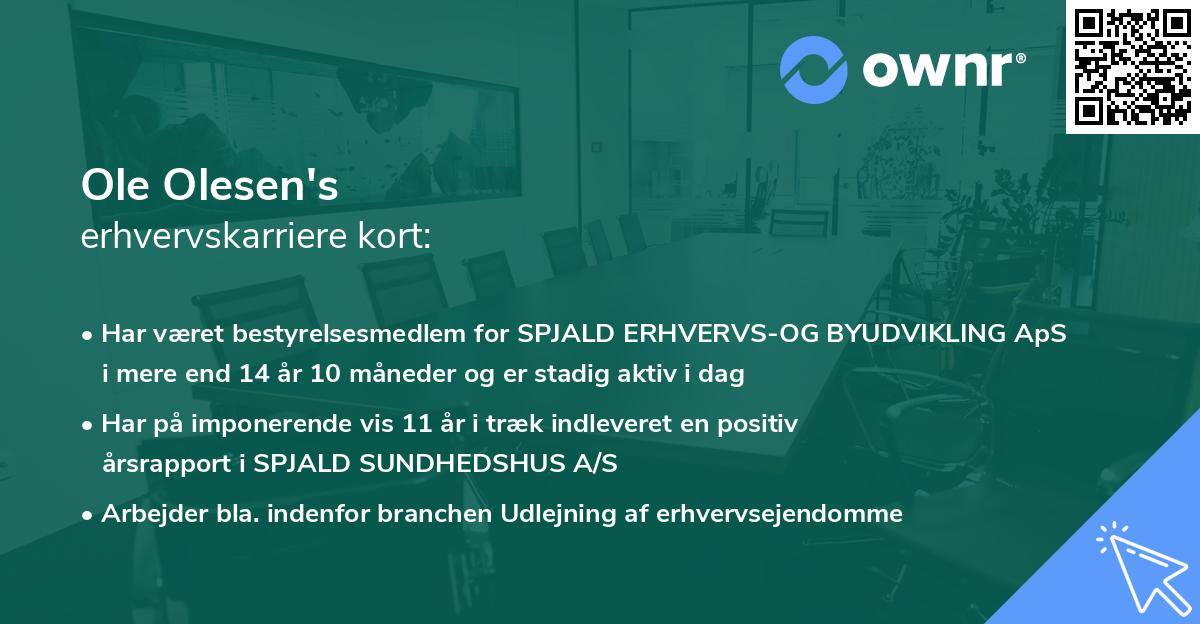 Ole Olesen's erhvervskarriere kort