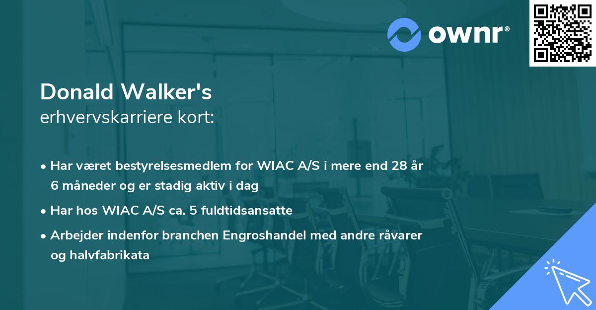 Donald Walker's erhvervskarriere kort