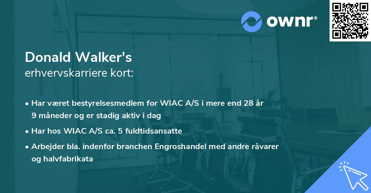 Donald Walker's erhvervskarriere kort